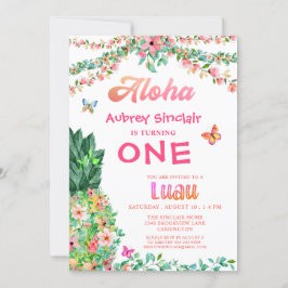 Convites Primeiro Aniversário Luau Abacaxi Tropical