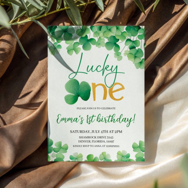 Convites Primeiro aniversario Lucky One Shamrock (Criador carregado)