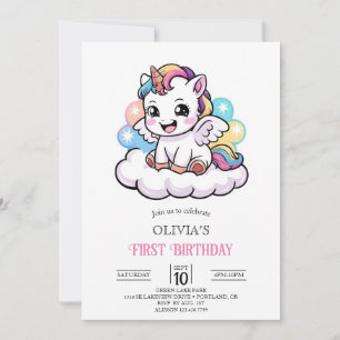 Convites Primeiro aniversario Magical Boho Digital Unicorn