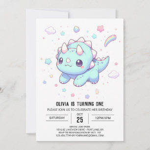 Convites Primeiro aniversario Maiestoso Dreamur Dinossaur
