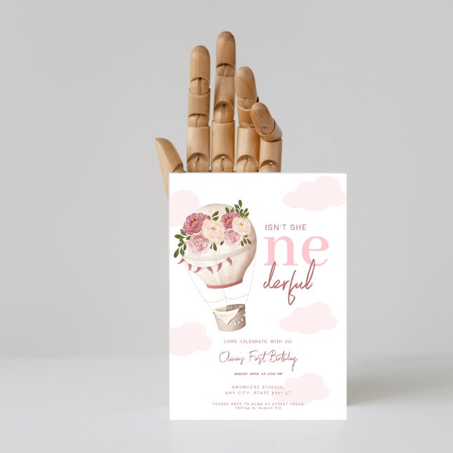 Convites Primeiro aniversario Maravilhoso de Balão de Ar Qu (Criador carregado)