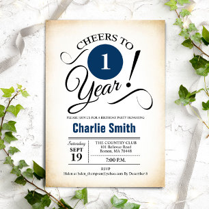 Convites primeiro aniversario - Marinho azul preto branco