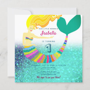 Convites Primeiro aniversario Mermaid