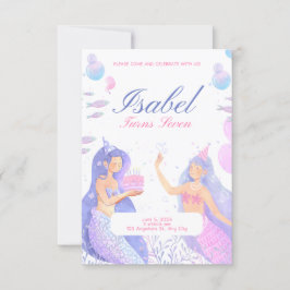 Convites Primeiro aniversario Mermaid