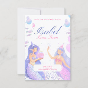 Convites Primeiro aniversario Mermaid