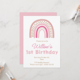 Convites Primeiro aniversario Minimalista Pastel Boho Rainb