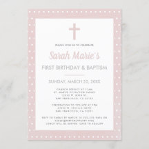 Primeiro aniversario moderno Baptism Rapariga Rosa