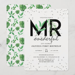 Convites PRIMEIRO ANIVERSARIO moderno Tropical Greenery