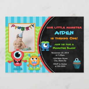 Convites Primeiro aniversario Monster Birthday