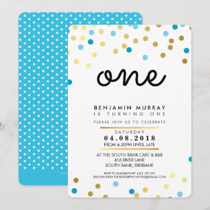 Convites primeiro aniversario na moda INVITE garotão azul