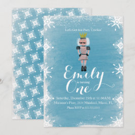 Convites Primeiro Aniversário Nutcracker Flocos de Neve Aqu