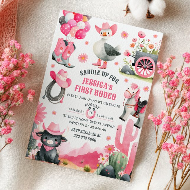 Convites Primeiro Aniversário Ocidental do Bobo Rodeo Gado  (Criador carregado)