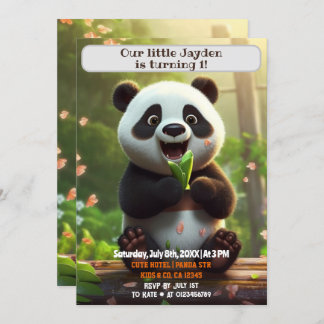 Convites primeiro aniversario Panda Personalizada Crianças