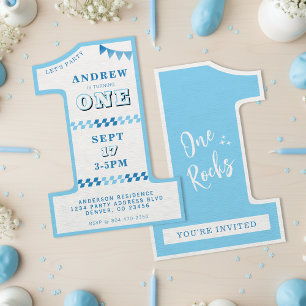 Convites primeiro aniversario Party Boys Blue One