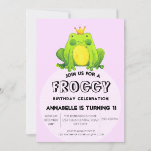 Convites primeiro aniversario Party Froggggey Prince