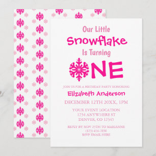Convites Primeiro aniversario Pequeno Floco de Neve