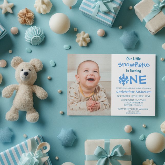 Convites Primeiro aniversario Pequeno Floco de Neve (Criador carregado)