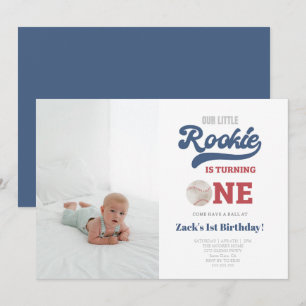 Convites Primeiro aniversario Photo Rookie Baseball Boys