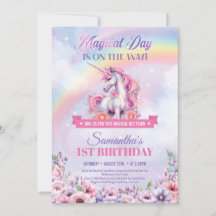 Primeiro aniversario Pink Pastel Unicorn e Rainbow