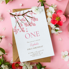 Convites Primeiro Aniversário Primavera Cherry Blossomo Flo