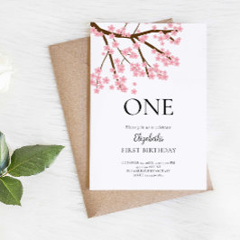 Convites Primeiro Aniversário Primavera Cherry Blossomo Flo