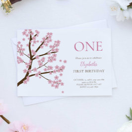 Convites Primeiro Aniversário Primavera Cherry Blossomo Flo