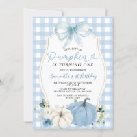 Primeiro aniversario Pumpkin Gingham Azul Pastel