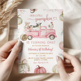 Convites Primeiro aniversario Pumpkin Pumpkin Blush Fazenda