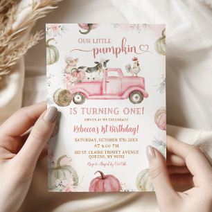 Convites Primeiro aniversario Pumpkin Pumpkin Blush Fazenda