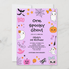 Convites Primeiro aniversario Purple One Spooky Ghoul Hallo