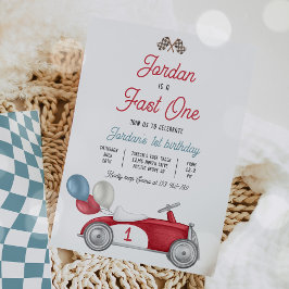 Convites Primeiro aniversario Rápido De Carro Vermelho De U