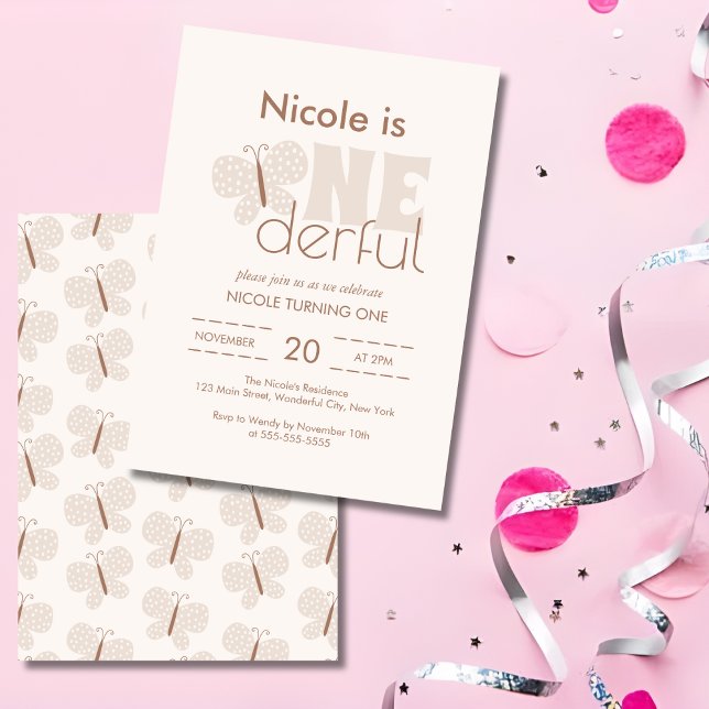 Convites Primeiro aniversario Retroativo Da Borboleta De Be (Criador carregado)