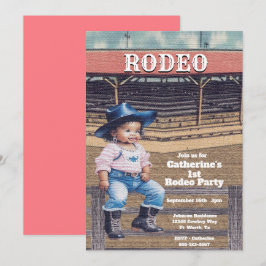 Convites Primeiro aniversario Rodeo Cowgirl Ocidental