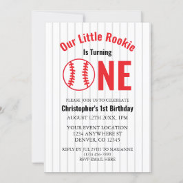 Convites Primeiro aniversario Rookie Baseball