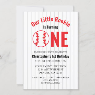Convites Primeiro aniversario Rookie Baseball