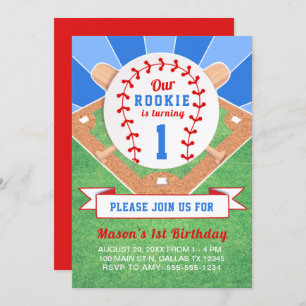 Convites Primeiro aniversario Rookie Baseball