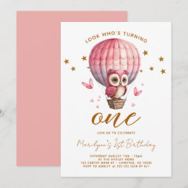 Convites Primeiro aniversario rosa coruja