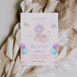 Convites Primeiro aniversario rosa e roxo