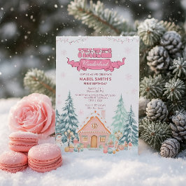 Convites Primeiro aniversario Rosa GingerBread Winter Onede