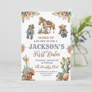 Convites Primeiro aniversario Rustic Boho First Rodeo Wild 