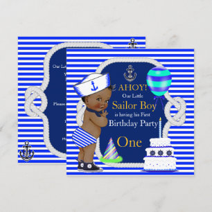 Convites primeiro aniversario Sailor Boy Marinho Blue Strik