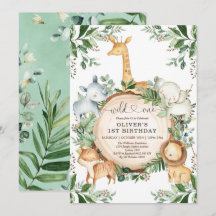 Primeiro aniversario Selvagem de Animais da Festa