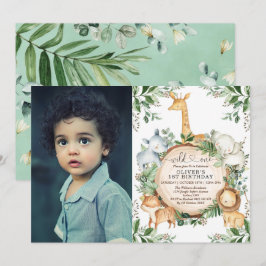 Convites Primeiro aniversario Selvagem de Animais da Festa 