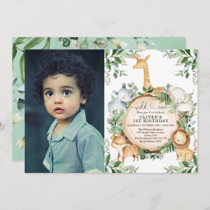Convites Primeiro aniversario Selvagem de Animais da Festa 