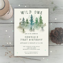 Convites Primeiro aniversario Selvagem de Animais da Flores