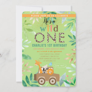Convites Primeiro aniversario Selvagem De Animais Safari Po