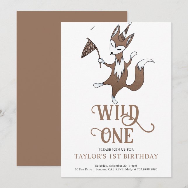 Convites Primeiro aniversario Selvagem Um (Frente/Verso)