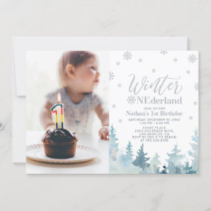 Convites Primeiro aniversario Silver Winter Onederland