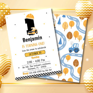 Convites Primeiro aniversario simples e fofo de caminhoneir