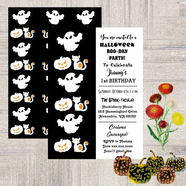 Convites Primeiro aniversario Spooktacular do Halloween Pum (Spooktacular Halloween Pumpkins Boo 1st Birthday Invitation)
